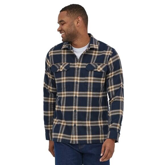 Patagonia M´s L/S Organic Cotton MW Fjord Flannel Shirt North Line: New Navy